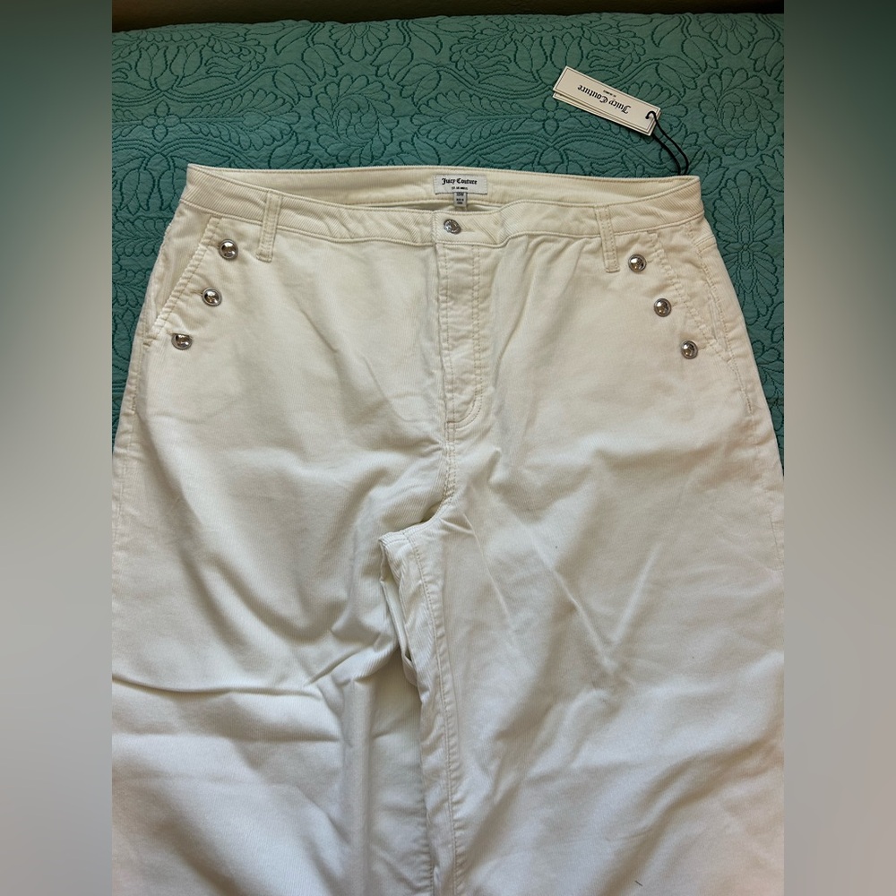 Juicy Couture Winter White Wide Leg Corduroy Pants